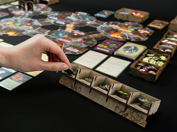 Board Game Storage System Compatible with Arkham Horror 3rd Edition and its Under Dark Waves, Dead of Night, and Secret of the Order Expansions