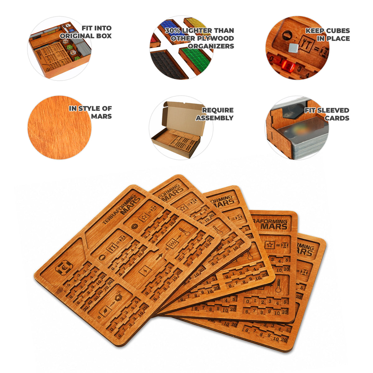 Terraforming Mars Player Boards Made of Wood - Set of 2 pcs / Set