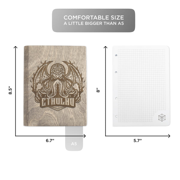 Wooden gaming notebook with refillable pages