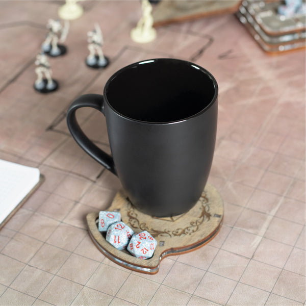 Wooden RPG coasters with Dice design