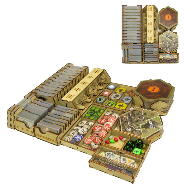All-in-One Wooden Organizer for Fallout Board Game with New California and Atomic Bonds Expansions