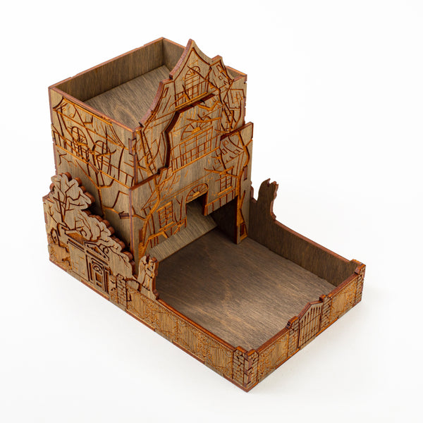 Betrayal at House on the Hill Themed Dice Tower with Tray Made of Wood