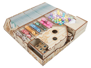 Wingspan Board Game Wooden Organizer with Dice Tower - Compatible with Base Game, Wingspan: European expansion and Wingspan: Oceania Expansion