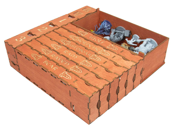 Blood Rage Wooden Board Game Storage Box Compatible with Mountain Giant, Wolfman, Mystic Troll, Fenrir, Gods of Asgard, Mystics of Midgard, Wildboar Clan and 5th Player Expansions