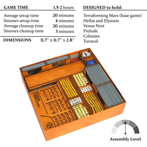 Terraforming Mars Organizer Made of Wood - Compatible with All Expansions - Assembled / Unassembled