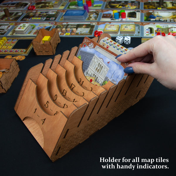 Istanbul tabletop game map tiles tray made of wood