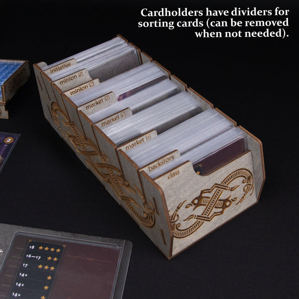 Roll Player wooden cardholders suitable for cards in protectors