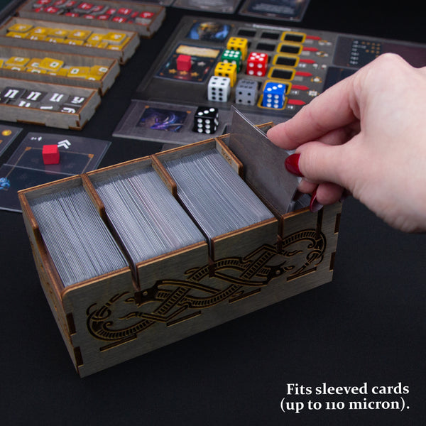 Roll Player wooden cardholder for cards in sleeves