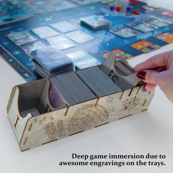 Underwater Cities wooden cardholder with laser cut carvings