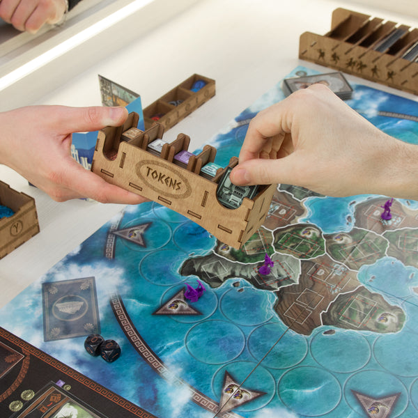 Cyclades tabletop game organizer compatible with game expansions