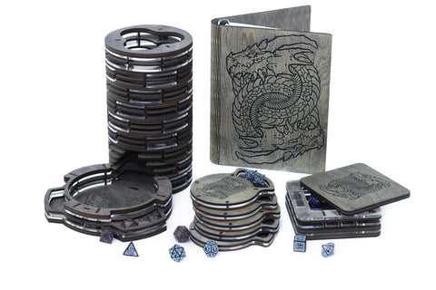 RANDOM DESIGN - Kickstarter Bestseller - Gray Dice Tower Set of Accessories for Dungeons and Dragons and other RPG - random design