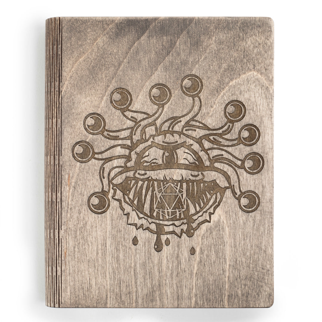 Beholder gaming notebook made of wood