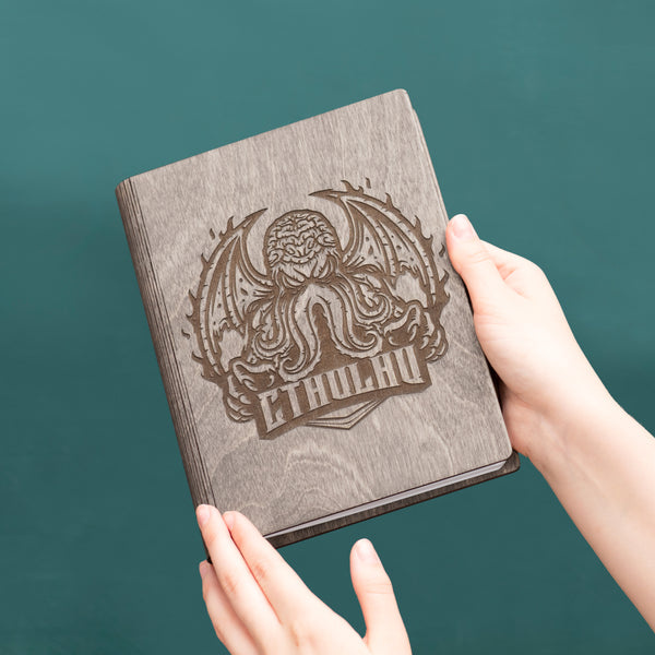 Gray RPG notepad with laser cut engravings